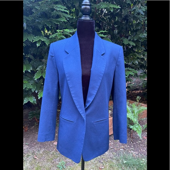 Vintage Pendleton Solid Dark Blue Wool Button Blazer Jacket - Picture 3 of 12